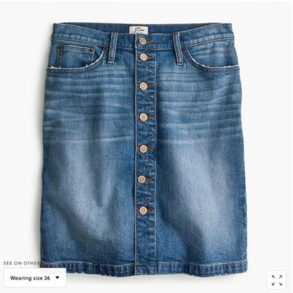 J.Crew Jeans denim mini skirt copper button front size 32